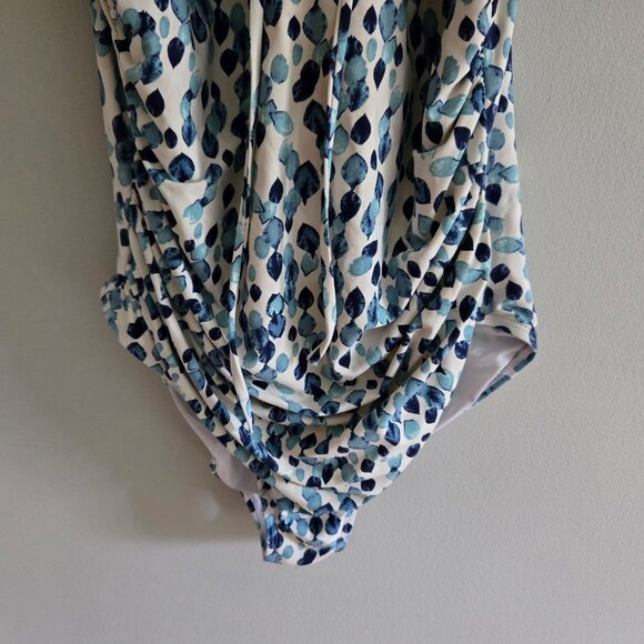 Niptuck Swim Womans One Piece Blue and White Swimsuit - Picture 4 of 6